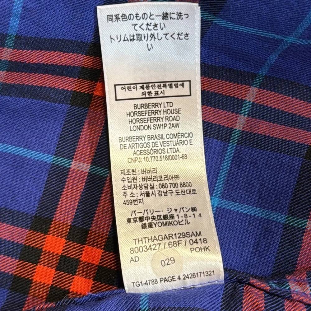 BURBERRY Boys 14 Button Up Plaid Dress Shirt